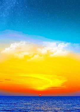 Vibrant Sunset Over the Ocean