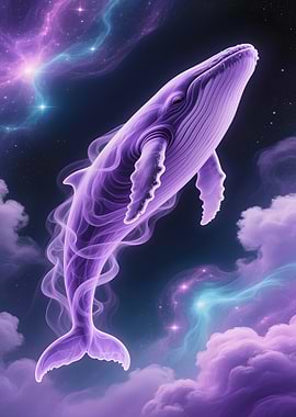 Celestial Whale in Cosmic Sky