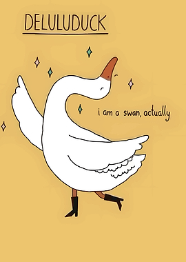 Deluluduck Swan in Boots Illustration