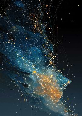Abstract Blue and Gold Galaxy