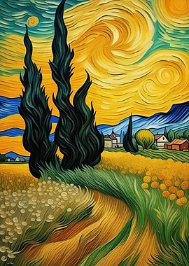 Landscape in the style of Van Gogh