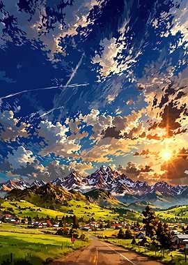 Anime Style Mountain Landscape