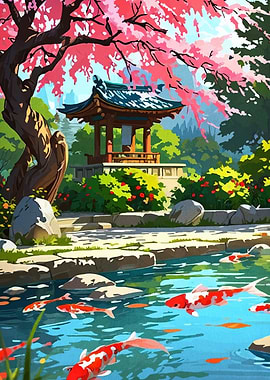 Japanese Garden with Koi Pond