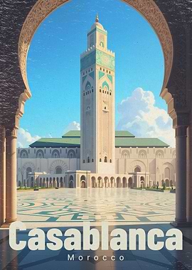 Hassan II Mosque Minimalist Sunset View