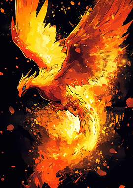 Fiery Phoenix Rising Digital Art