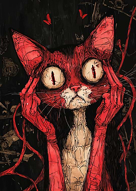 Red Cat with Hands on Head