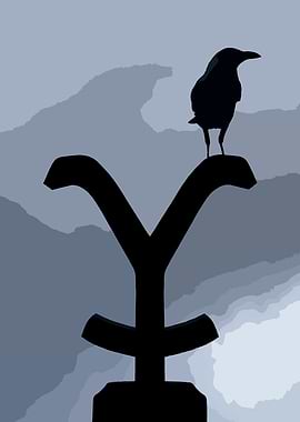 Crow Perched on Yellowstone Brand