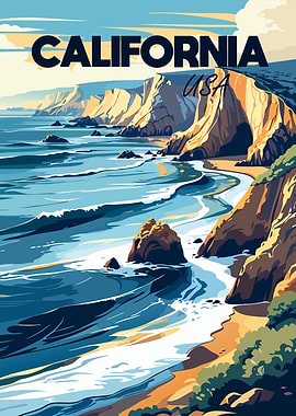 California Coastline Travel Poster