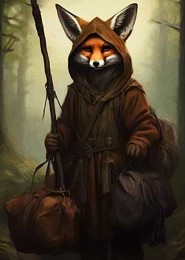 Fox Character in Robes with Staff