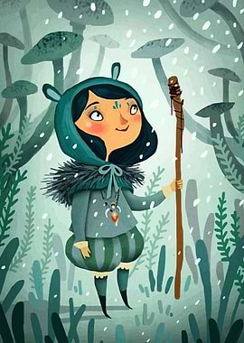 Whimsical Forest Wanderer in Winter