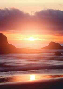 Ocean Sunset with Rocks
