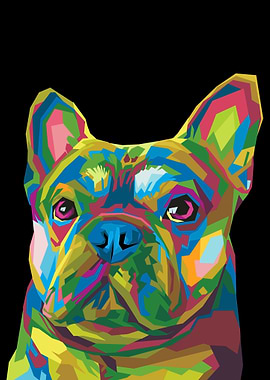 Colorful French Bulldog Pop Art Portrait