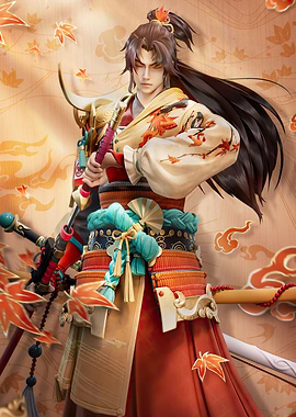 Samurai Warrior with Maple Leaf Details