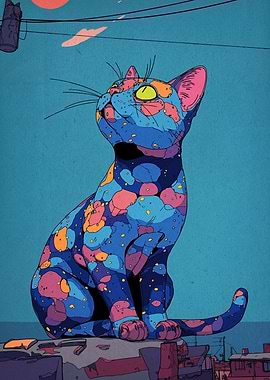Colorful Cat Illustration