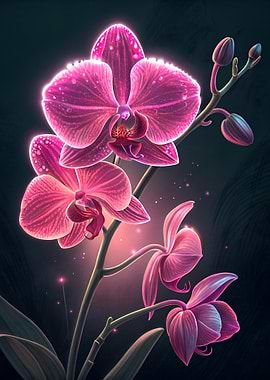 Glowing Pink Orchid Flower Illustration