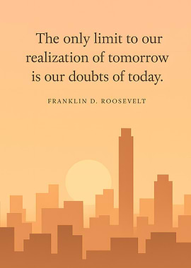 Inspirational Quote with Cityscape Silhouette