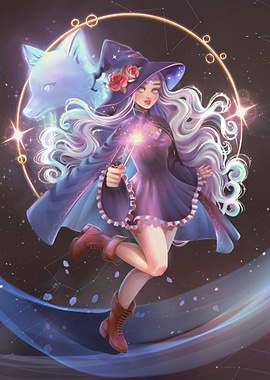 Whimsical Witch with Fox Spirit