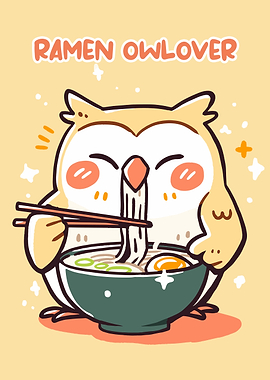 Ramen Owlover Cute Cartoon Illustration