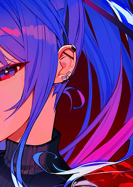 Anime Girl with Blue Hair