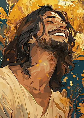 Jesus Christ in Floral Setting