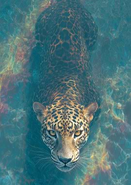 Jaguar swimming in water
