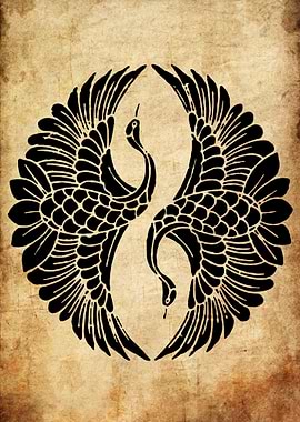 Cranes in flight, vintage style