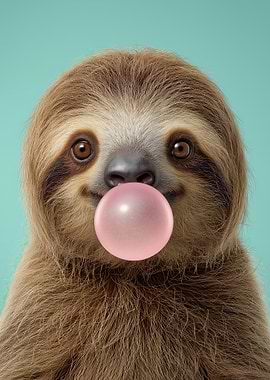 Sloth Blowing Bubblegum