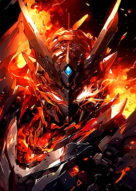 Fiery Robot Warrior