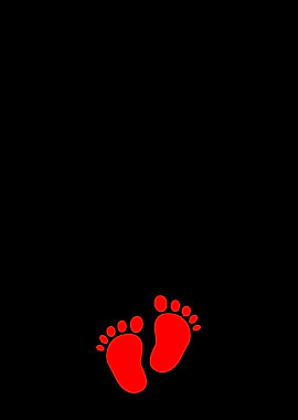 Red Footprints on Black Background