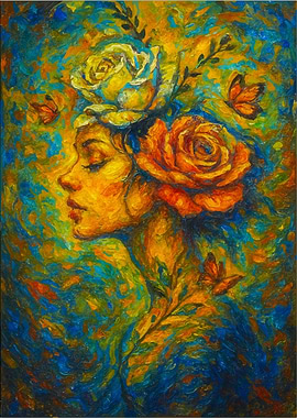 Floral Woman Painting