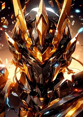 Golden Mecha Warrior Close-Up