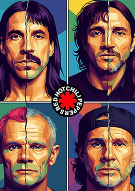Red Hot Chili Peppers Portrait Collage