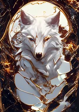 Golden Wolf Portrait