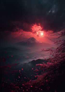 Mount Fuji Cherry Blossom Sunset