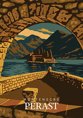 Montenegro Perast Travel Poster: Adriatic Coastal Wall Art