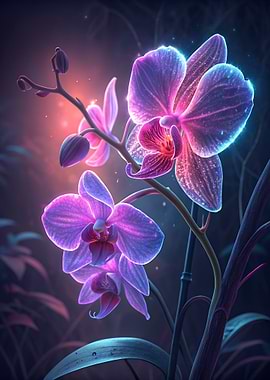 Glowing Orchid Flowers
