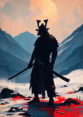 Samurai Warrior in Snowy Landscape
