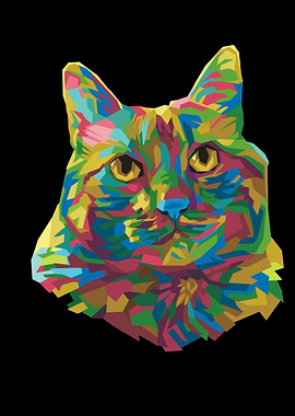Colorful Geometric Cat Portrait