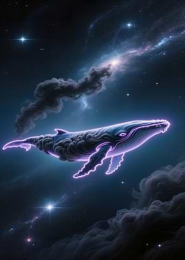 Neon Whale in Space