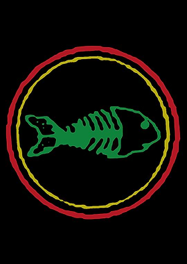 Green Fish Skeleton in Circle