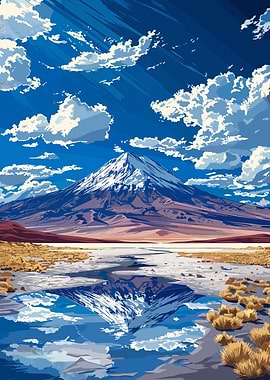 Snowy Mountain Reflection Landscape