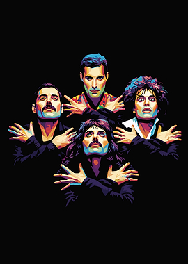 Queen Band Colorful Portrait