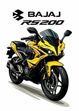 Bajaj RS200 Yellow Motorcycle Illustration