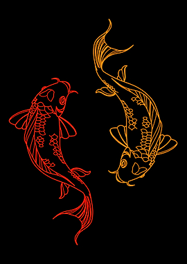 Red and Gold Koi Fish