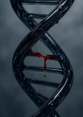 Damaged DNA strand with blood