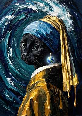 Cat with a Pearl Earring Parody