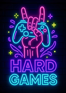 Hard Games Neon Sign