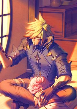 Anime Character Embrace in Warm Light