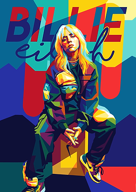 Billie Eilish Colorful Pop Art Portrait