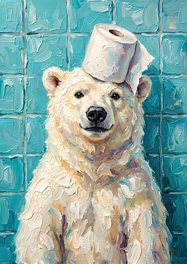 Polar Bear with Toilet Paper Hat